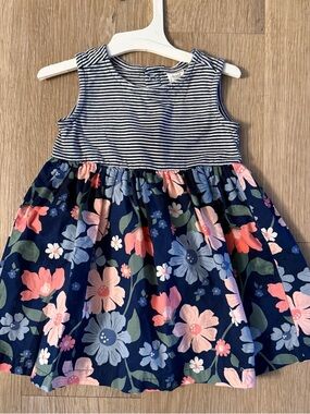 Just One You Girl's Size 12 Months Navy Floral Stripe Tank Casual Sundress